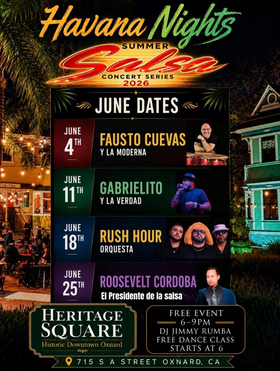 Enjoy Havana Nights Summer Salsa Concert Series at Heritage Square Oxnard in June.